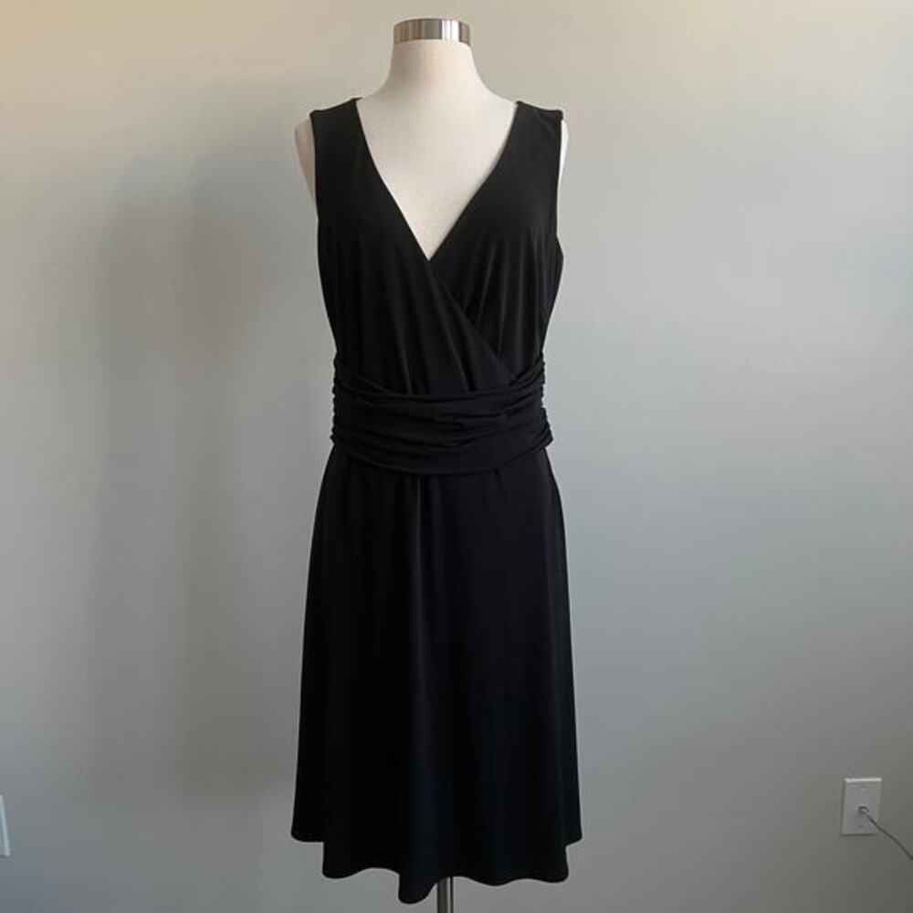 Sigrid Olsen‎ Dresses Surplice Draped Waist Detail Black Sleeveless Fit Flare 10